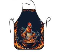 Divertido delantal de barbacoa de pollo para parrilla, colorido diseño de gallo chef, delantal de cocina, regalo de fiesta de verano al aire libre para adultos, 1 unidad