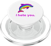 Divertido delfín arcoíris I Hate You PopSockets PopGrip para MagSafe