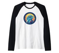 Divertido delfín en tonos para un look relajado de verano Camiseta Manga Raglan