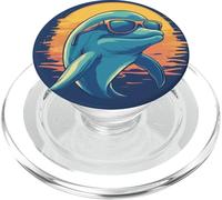 Divertido delfín en tonos para un look relajado de verano PopSockets PopGrip para MagSafe