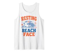Divertido Descanso Playa Cara Tortuga Marina Gruñón Océano Arte Costero Camiseta sin Mangas