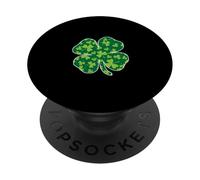 Divertido Día de San Patricio Irlandés Verde patrón sin Costuras trébol PopSockets PopGrip Adhesivo