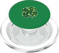 Divertido Día de San Patricio Irlandés Verde patrón sin Costuras trébol PopSockets PopGrip para MagSafe