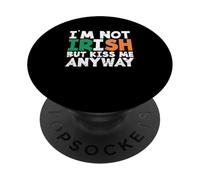 Divertido Día de San Patricio No Soy irlandés Pero bésame de Todos Modos PopSockets PopGrip Adhesivo