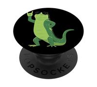 Divertido Dibujo a Mano con Estampado de Animales Cool Iguana Rock On, Amante de los Reptiles PopSockets PopGrip Adhesivo