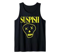 Divertido Dibujo Animado con diseño de Calavera de Suspish, Espeluznante Crimen Real Camiseta sin Mangas