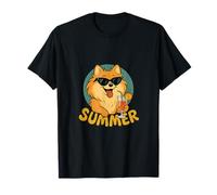 Divertido dibujo animado de perro vintage con diseño veraniego de Pomerania Camiseta