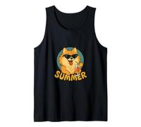 Divertido dibujo animado de perro vintage con diseño veraniego de Pomerania Camiseta sin Mangas