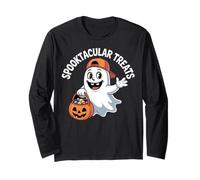 Divertido Dibujo de Caramelos de Halloween con Forma de Fantasma de Spooktacular Treats Manga Larga
