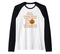 Divertido Dicho de Halloween para Chicos Todos los Trucos No Treats Espeluznante Camiseta Manga Raglan