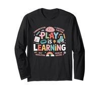 Divertido Dicho Play Is Learning Brain Rainbow Pencil Book Fun Manga Larga