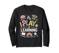 Divertido dicho Play Is Learning Brain Rainbow Pencil Book Fun Manga Larga