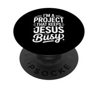 Divertido Dicho Que Jesús me Mantiene Ocupado Humor Cristiano PopSockets PopGrip Adhesivo