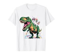 Divertido Dinosaurio arcoíris T-Rex Unicorn Rider para niños Camiseta
