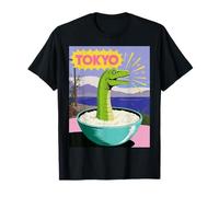 Divertido Dinosaurio Arroz Bowl Tokio Japón Pop Art Humor Mujeres Hombres Camiseta