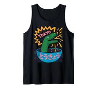Divertido Dinosaurio Arroz Bowl Tokio Japón Pop Art Humor Mujeres Hombres Camiseta sin Mangas