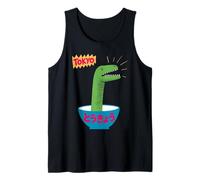Divertido Dinosaurio Arroz Bowl Tokio Japón Pop Art Humor Mujeres Hombres Camiseta sin Mangas