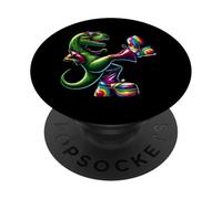 Divertido Dinosaurio Bailando, Fiesta de Dinosaurio Discoteca, Dinosaurio Vintage PopSockets PopGrip Adhesivo