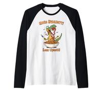 Divertido Dinosaurio Espaguetis Comiendo niños pequeños Fiesta de cumpleaños Camiseta Manga Raglan