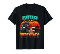 Divertido Dinosaurio It's My Birthday Retro Sunset Monstruo Gigante Camiseta