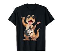 Divertido Dinosaurio Rock Guitarra Tocando T-Rex diseño Retro Camiseta