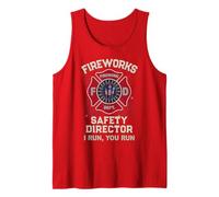 Divertido Director de Seguridad de Fuegos Artificiales con Texto en inglés I Run You Camiseta sin Mangas