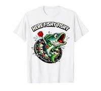 Divertido diseño Big Fish para Jugadores de Dardos | Peces & Bullseye Camiseta gráfica económica