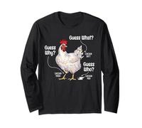 Divertido diseño Blanco de Guess What de Animal Farm Chicken Butt Manga Larga
