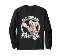 Divertido diseño Chino con Cresta de Mejores Amigos con Cresta China Manga Larga