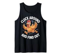 Divertido diseño Cluck Alrededor Y Descubre Divertido Juego de Palabra de Pollo Camiseta sin Mangas