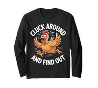 Divertido diseño Cluck Alrededor Y Descubre Divertido Juego de Palabra de Pollo Manga Larga