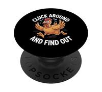 Divertido diseño Cluck Alrededor Y Descubre Divertido Juego de Palabra de Pollo PopSockets PopGrip Adhesivo