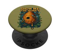 Divertido diseño de Abeja de Show Me The Honey Beekeeper PopSockets PopGrip Adhesivo