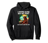 Divertido diseño de Amante de Las Ratas I Work Hard Colorful Rat Sudadera con Capucha