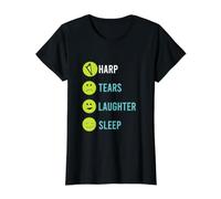 Divertido diseño de Arpa, Historia de Arpa, arpista Camiseta gráfica económica, Mujer, Negro, M