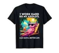 Divertido diseño de Axolotl Lover I Work Hard Colorful Axolotl Camiseta