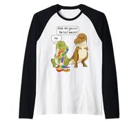 Divertido diseño de broma de T-Rex comía el último unicornio Camiseta Manga Raglan
