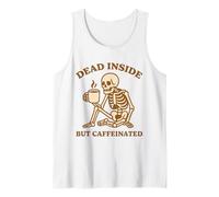 Divertido diseño de café con diseño de esqueleto muerto por dentro pero con cafeína Camiseta sin Mangas