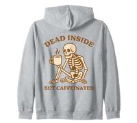 Divertido diseño de café con diseño de esqueleto muerto por dentro pero con cafeína Sudadera con Capucha