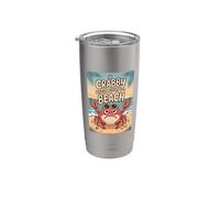 Divertido diseño de cangrejo costero si Crabby vuelve a la playa cangrejo Vaso térmico de acero inoxidable de doble pared
