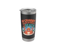 Divertido diseño de cangrejo costero si Crabby vuelve a la playa cangrejo Vaso térmico de acero inoxidable de doble pared