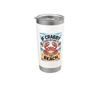 Divertido diseño de cangrejo costero si Crabby vuelve a la playa cangrejo Vaso térmico de acero inoxidable de doble pared