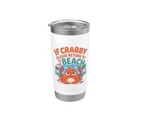 Divertido diseño de cangrejo costero si Crabby vuelve a la playa cangrejo Vaso térmico de acero inoxidable de doble pared