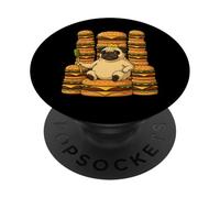 Divertido diseño de Carlino Rey en el Trono de Hamburguesa PopSockets PopGrip Adhesivo