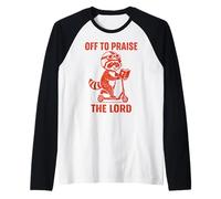 Divertido diseño de Christian Raccoon Faith de Off To Praise The Lord Camiseta Manga Raglan