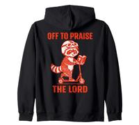 Divertido diseño de Christian Raccoon Faith de Off To Praise The Lord Sudadera con Capucha