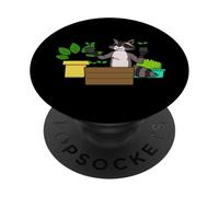 Divertido diseño de Dibujos Animados de jardinería Urbana de Mapache PopSockets PopGrip Adhesivo
