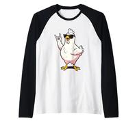Divertido diseño de Dibujos Animados de Pollo Rock and Roll Cool Bird Camiseta Manga Raglan