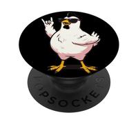 Divertido diseño de Dibujos Animados de Pollo Rock and Roll Cool Bird PopSockets PopGrip Adhesivo