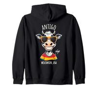 Divertido diseño de dibujos animados de vaca de Antigo WI USA Sudadera con Capucha